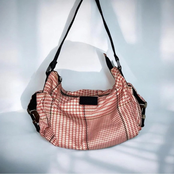 Ralph Lauren Y2K Houndstooth Nylon Mini Buckle Clasp Shoulder Bag Purse - Picture 10 of 10